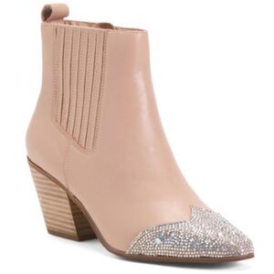 Matisse Women's Leather Ankle Western Pink Boots Rhinestone Pointed Toe 7.5 M